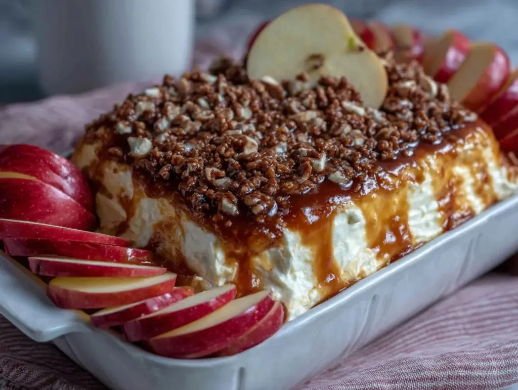 caramel apple cheesecake dip - featured image