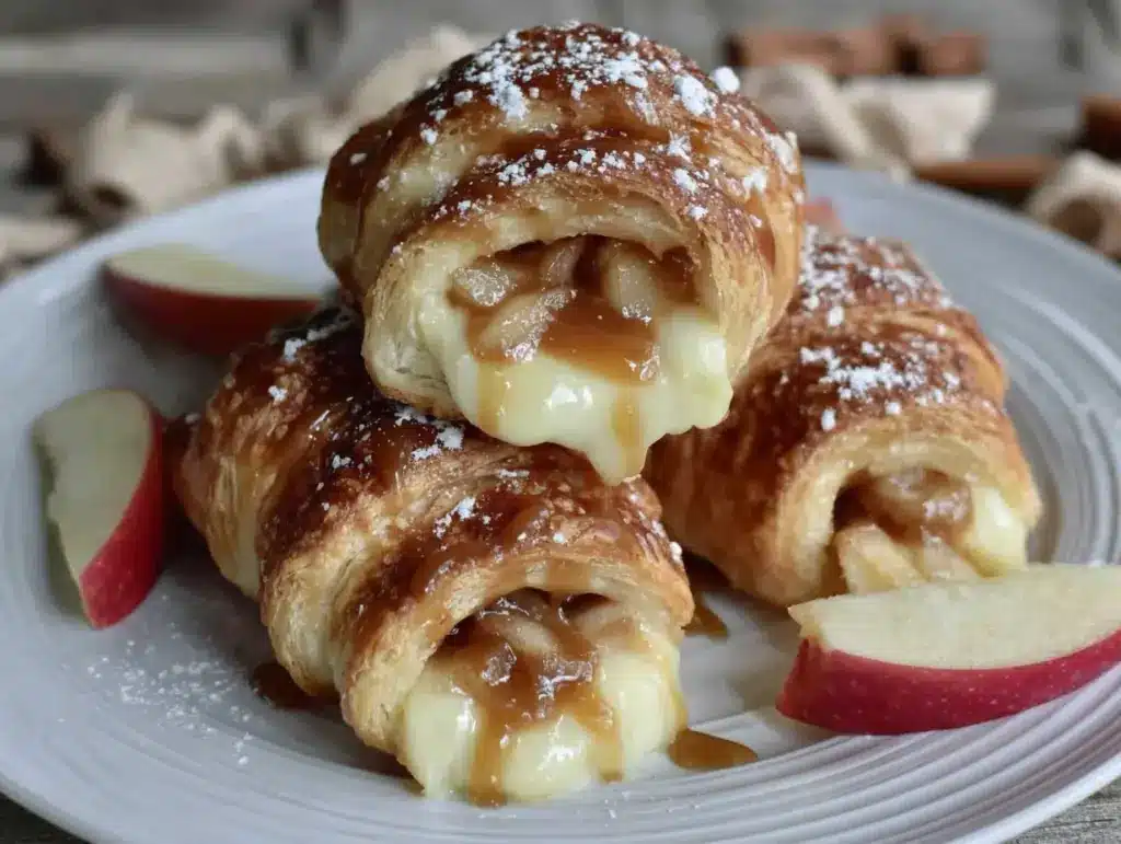 caramel apple cheesecake rolls - featured image