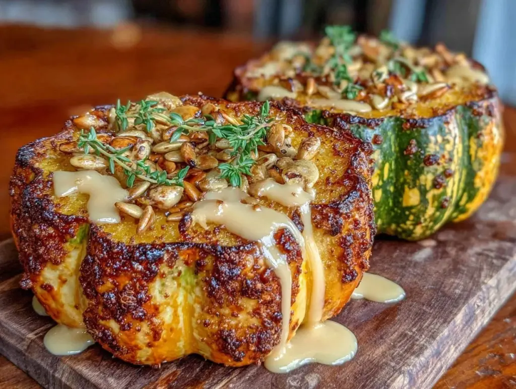 carnival squash with maple tahini drizzle - featured image