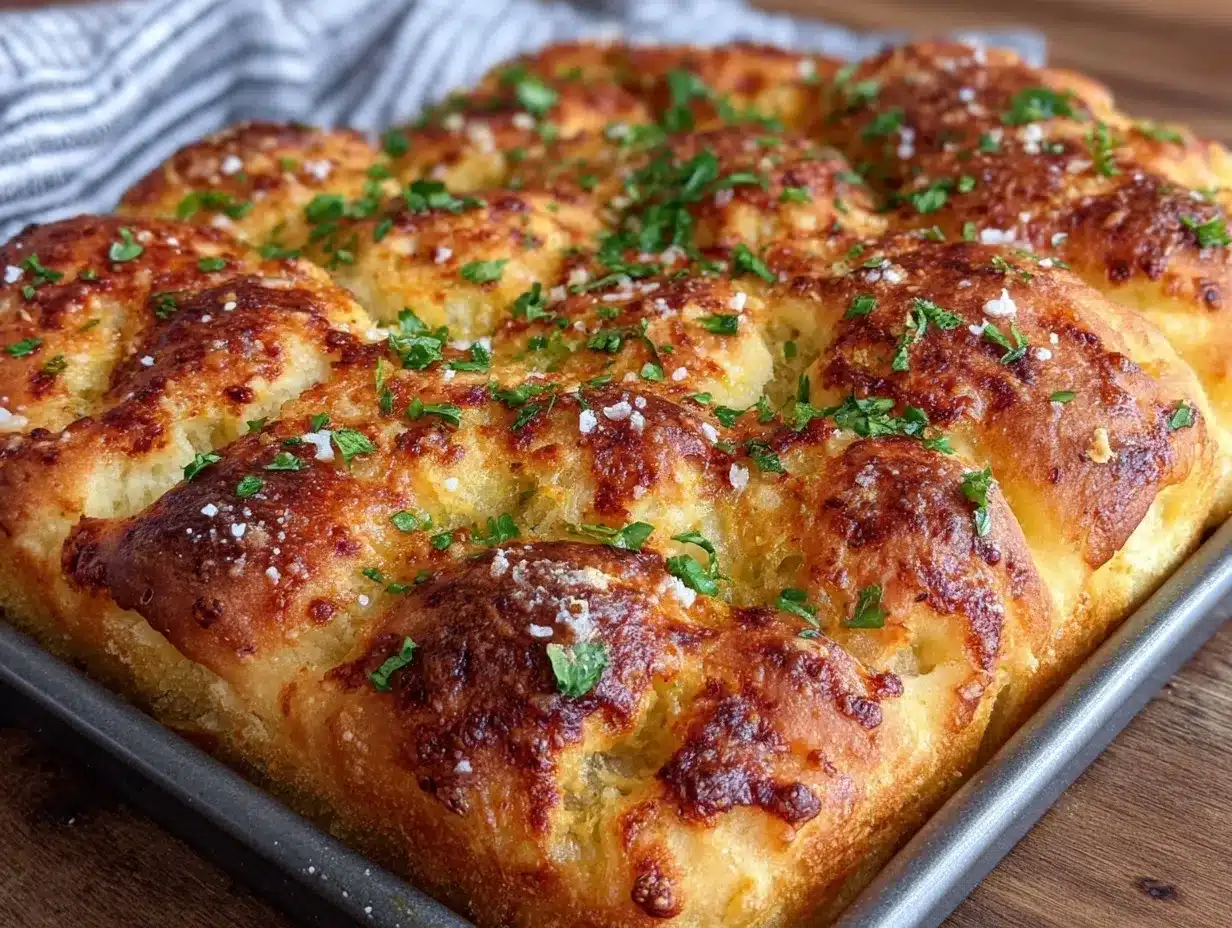 cheesy garlic bread focaccia preparation steps