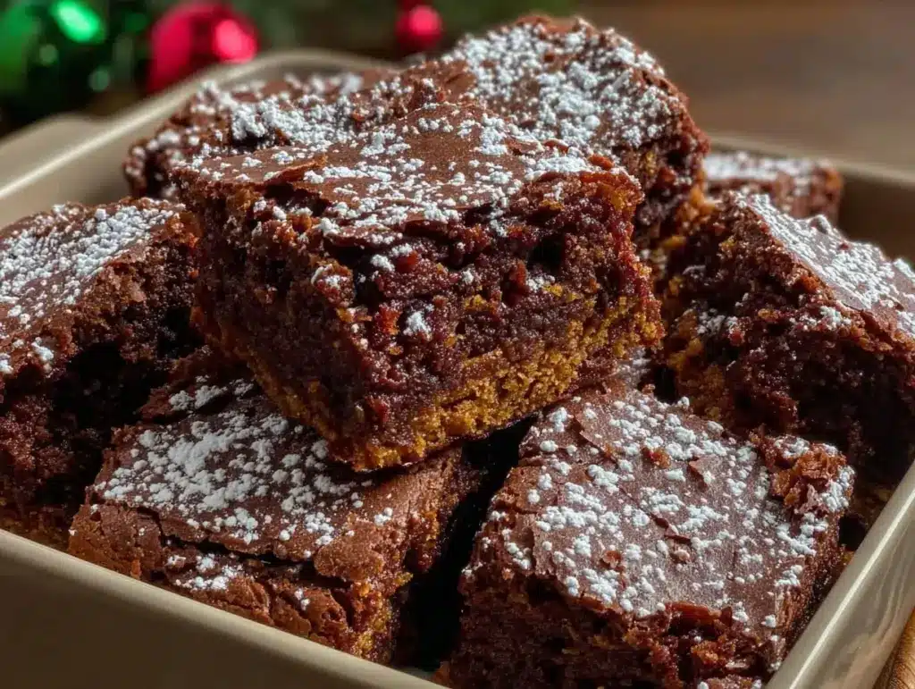 chewy gingerbread brownies - featured image