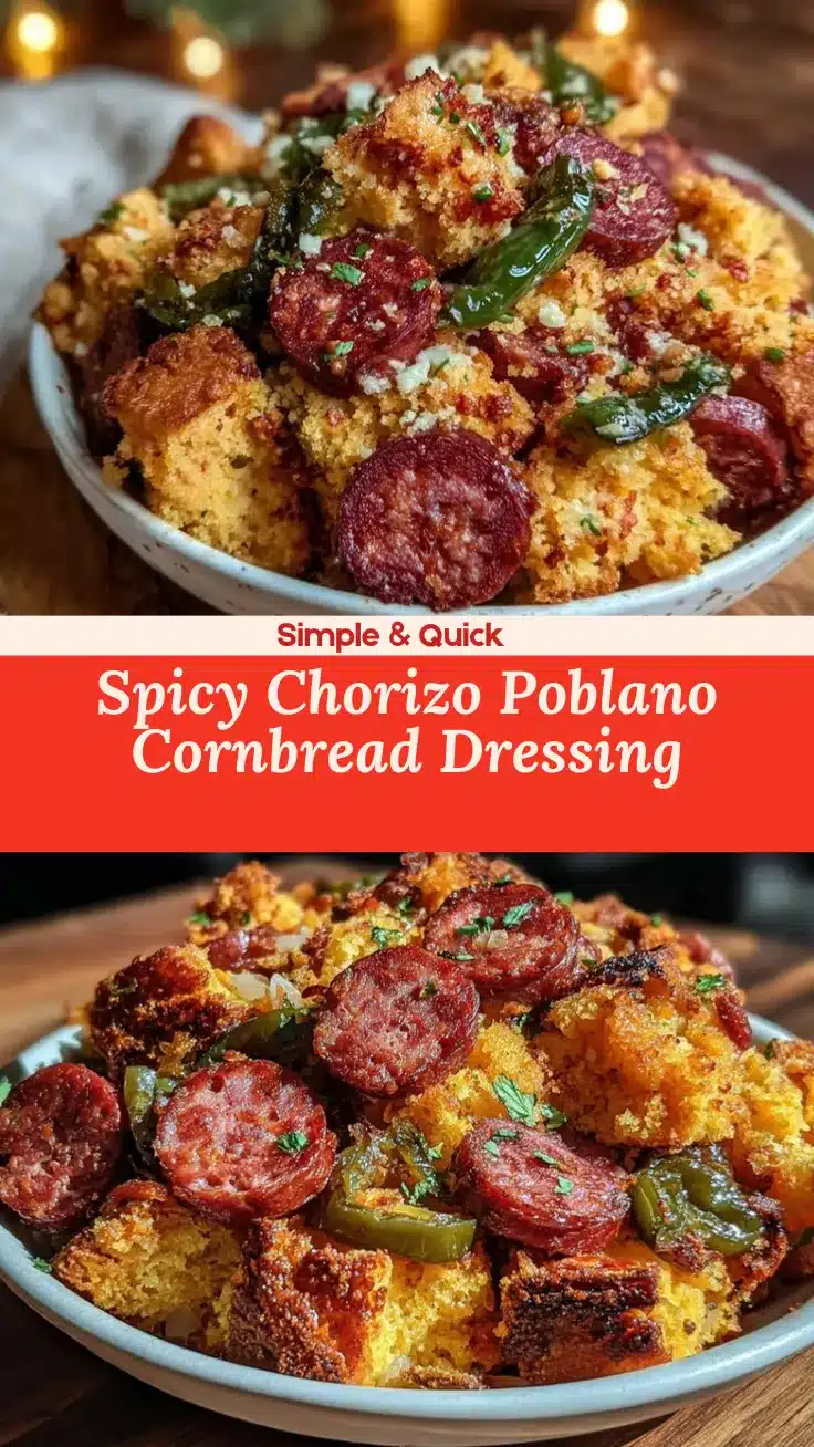 cornbread dressing with spicy chorizo and poblano peppers recipe
