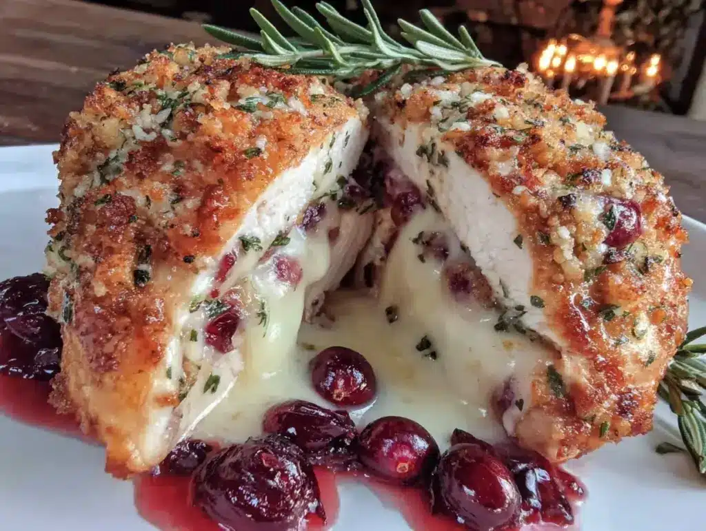 cranberry brie stuffed chicken - featured image
