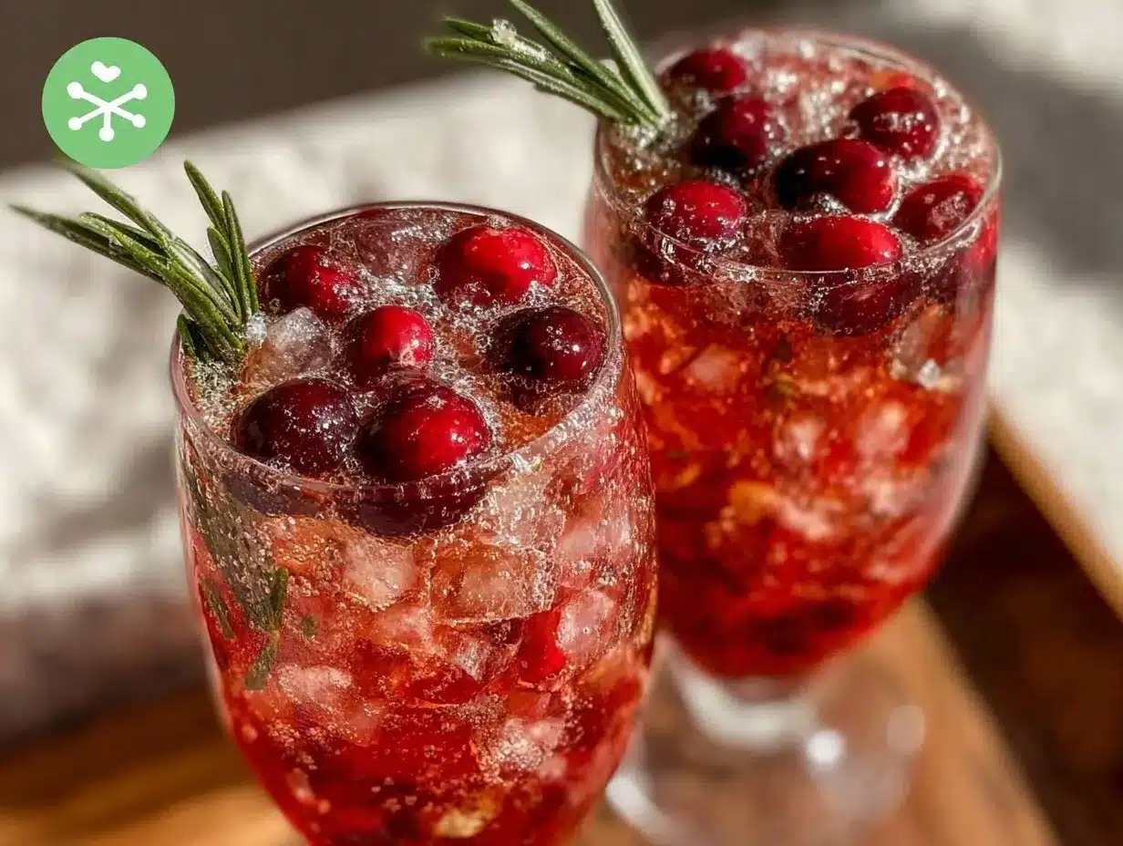 Cranberry Rosemary Christmas Cocktail preparation steps