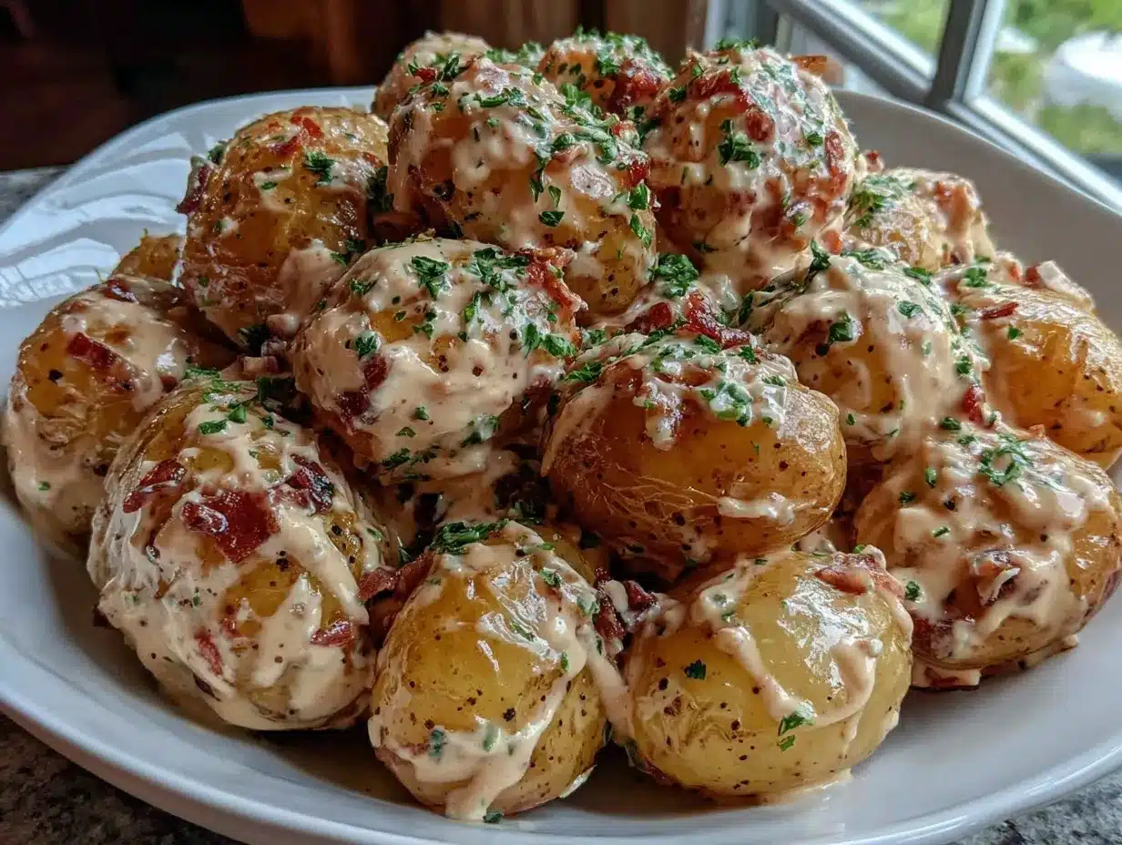 creamy garlic sauce baby potatoes preparation steps