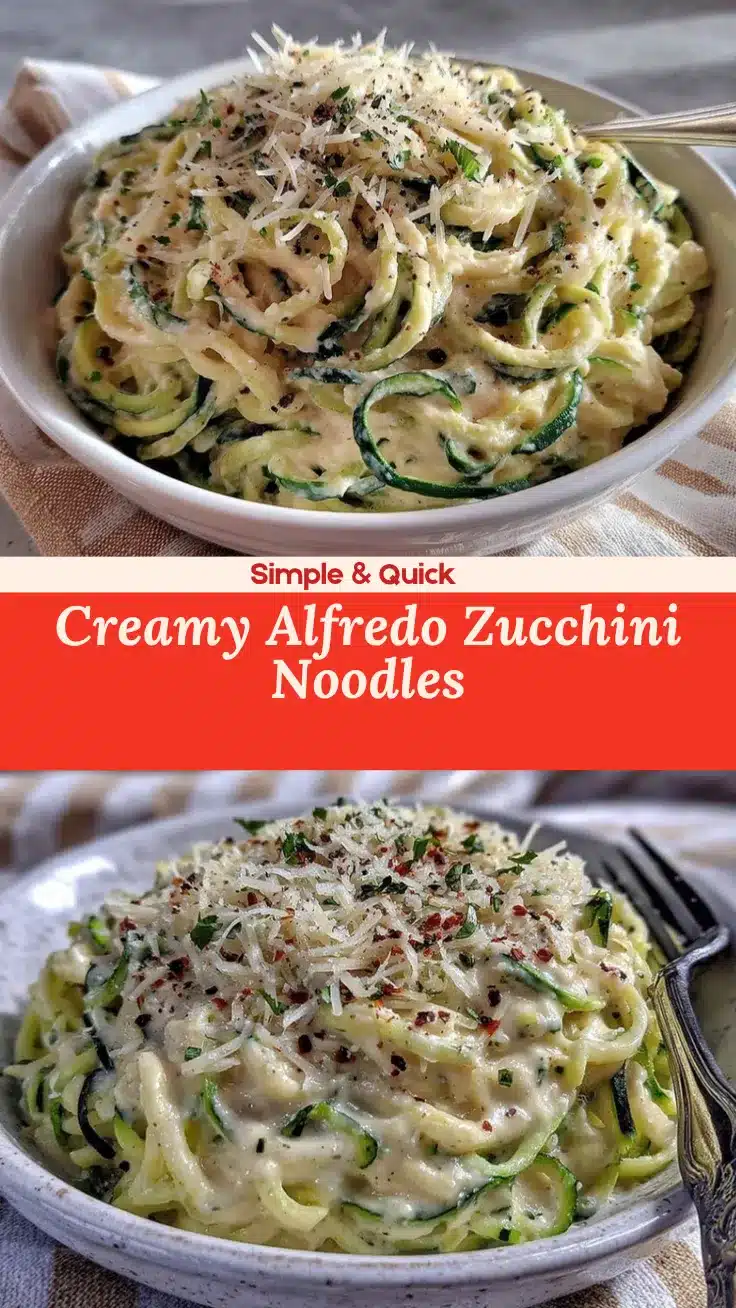 creamy Greek yogurt Alfredo zucchini noodles recipe
