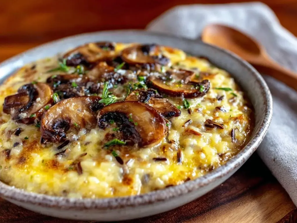 creamy mushroom and wild rice casserole - featured image