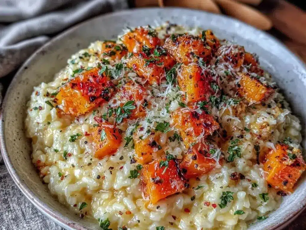 creamy parmesan risotto with butternut squash - featured image