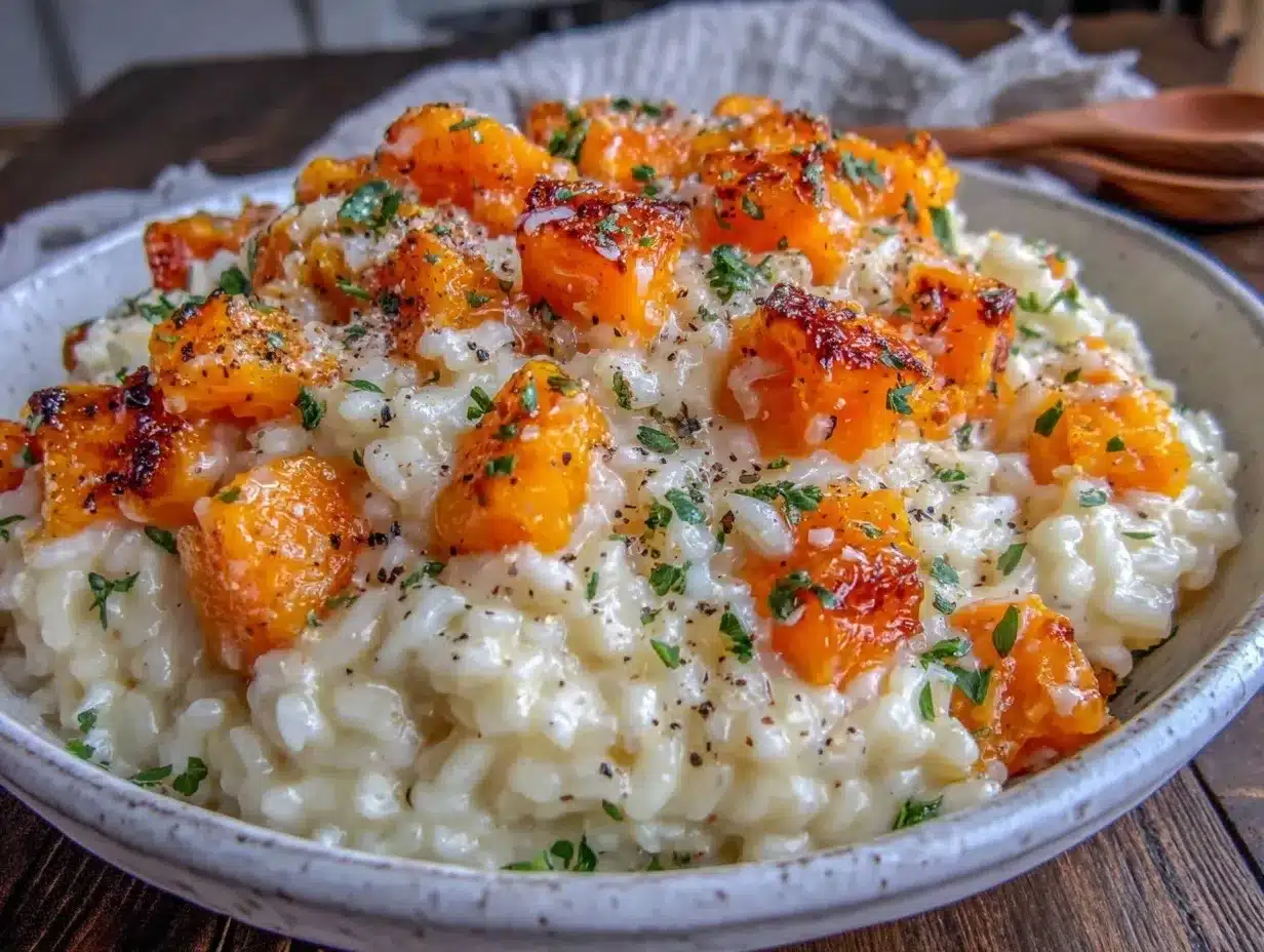 creamy parmesan risotto with butternut squash preparation steps
