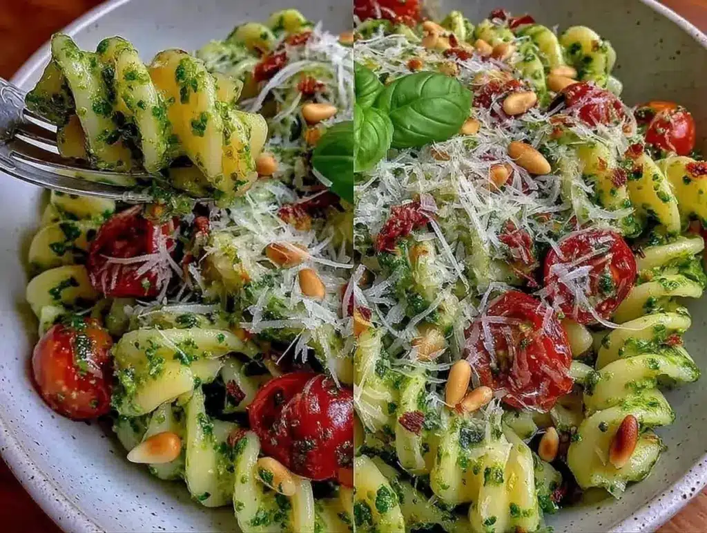 creamy pesto pasta salad - featured image