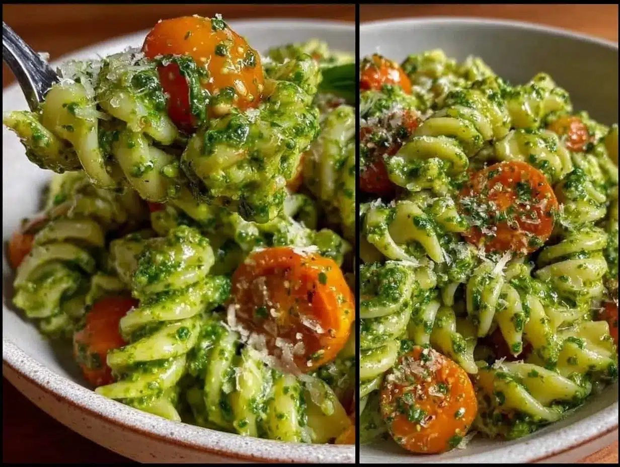 creamy pesto pasta salad preparation steps