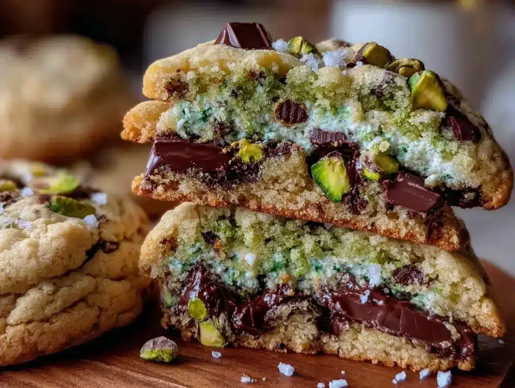 creamy pistachio cream cookies - featured image
