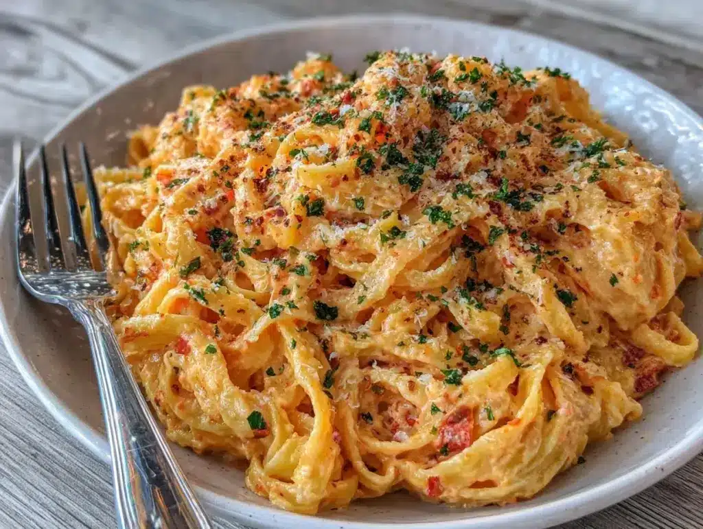 creamy red pepper Alfredo sauce - featured image