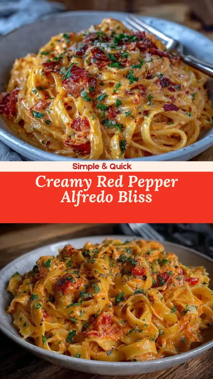 creamy roasted red pepper Alfredo pasta recipe