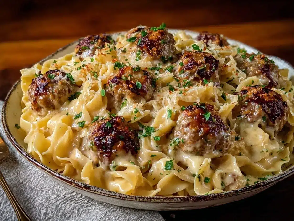 creamy Swedish meatball bake preparation steps
