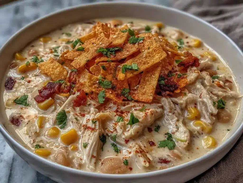 creamy white chicken chili - featured image