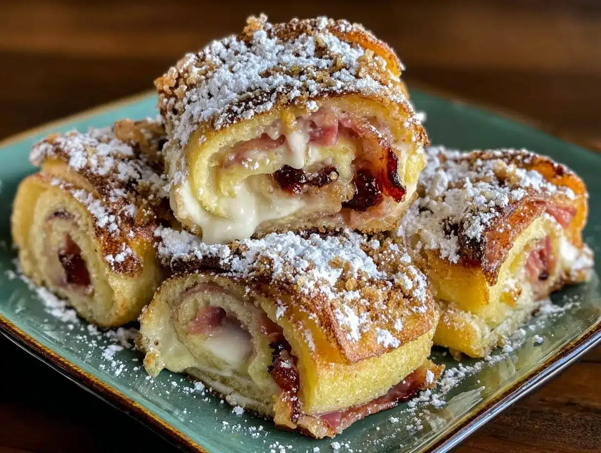 Crispy Monte Cristo Roll-Ups preparation steps