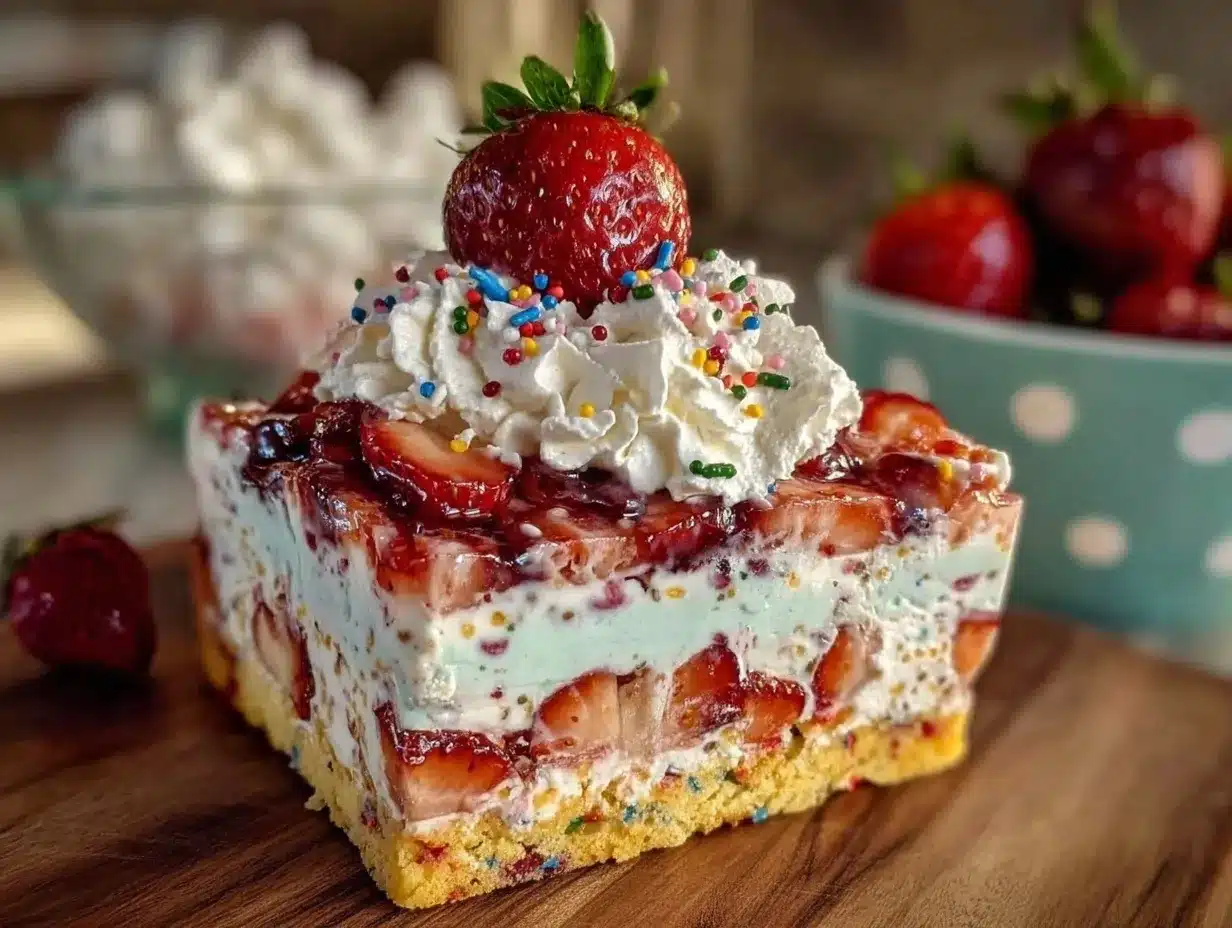 Festive Berry Jello Lasagna preparation steps