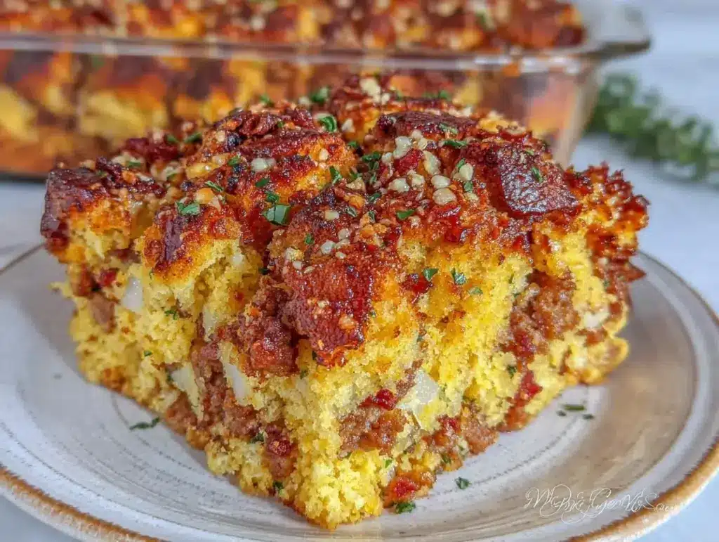 gluten-free cornbread stuffing with sausage - featured image