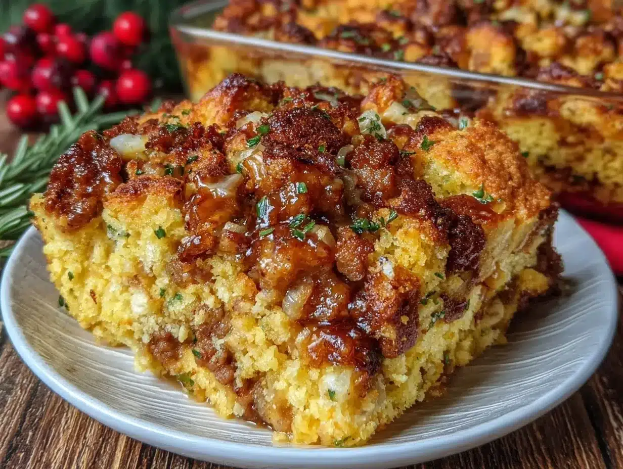 gluten-free cornbread stuffing with sausage preparation steps