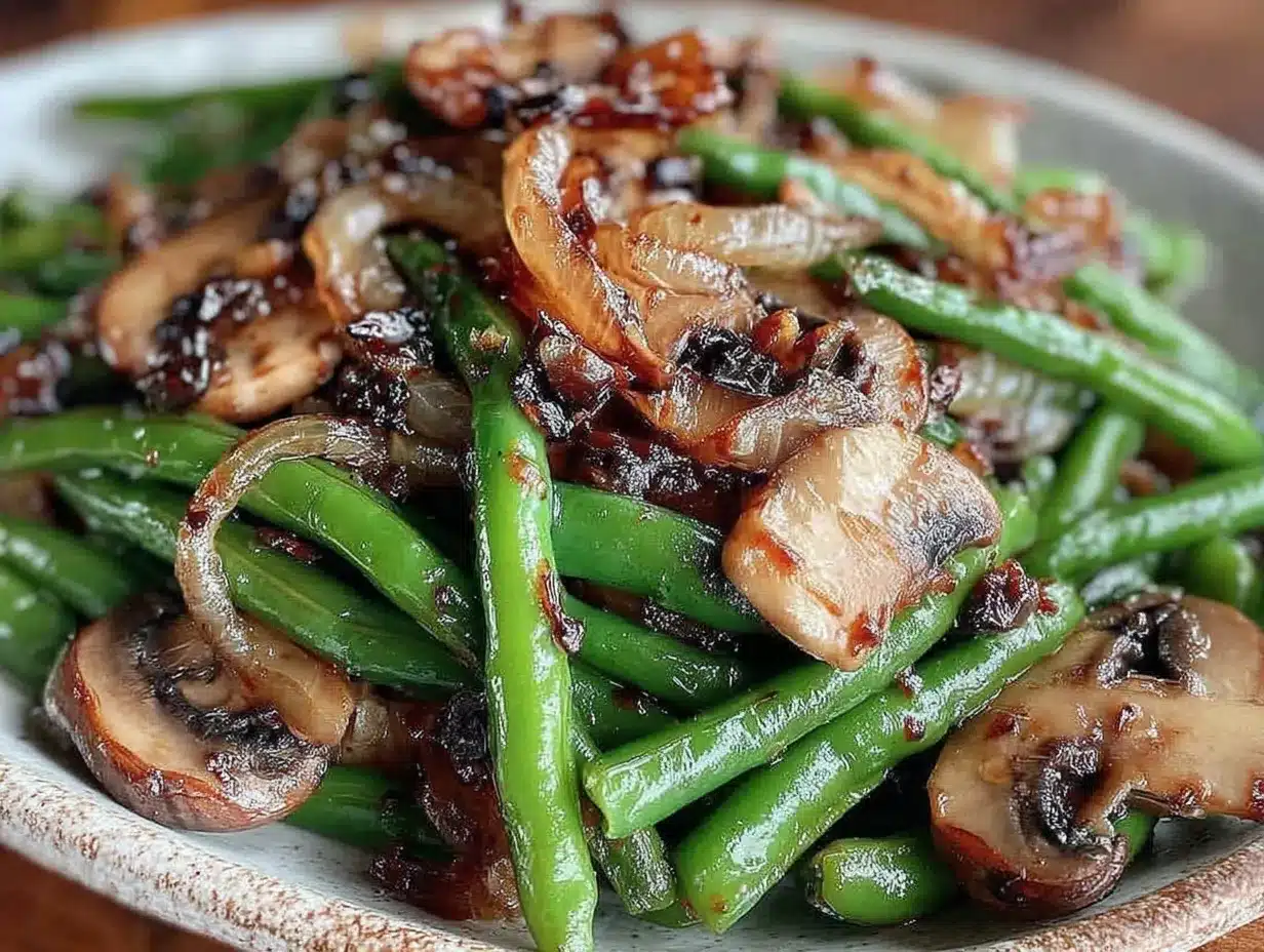 green beans with caramelized shallots and mushrooms preparation steps