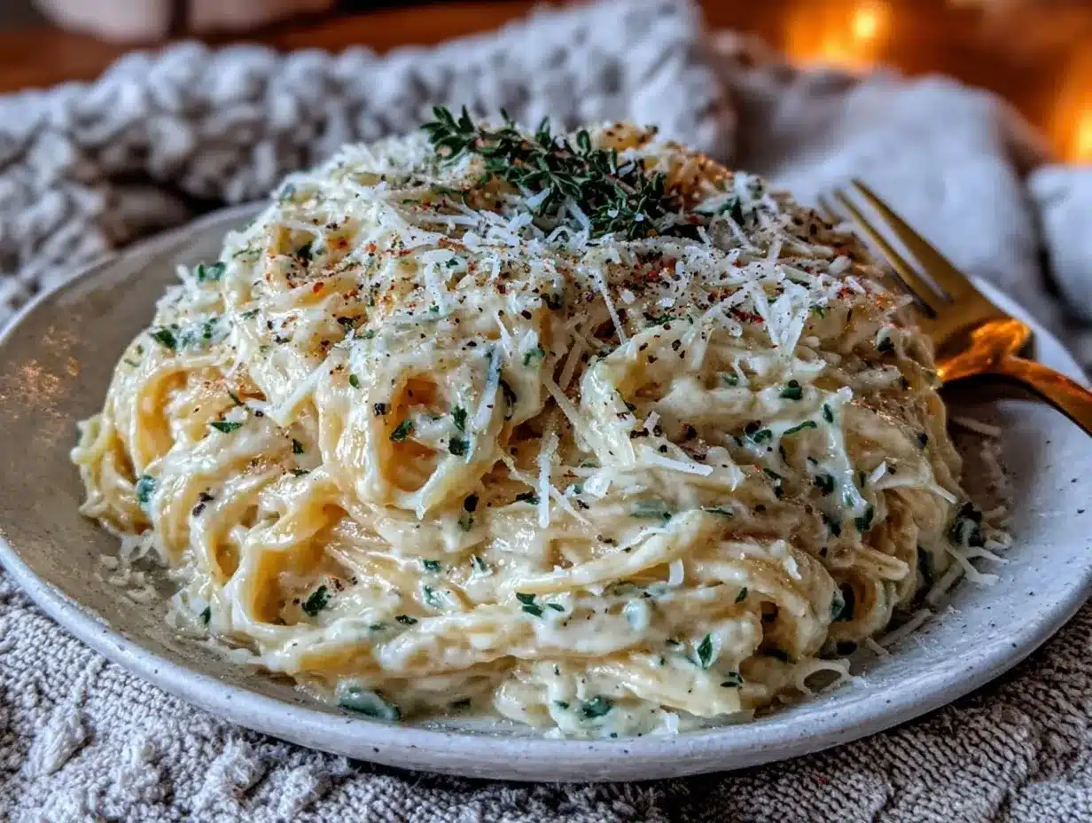 Healthy Greek Yogurt Alfredo preparation steps
