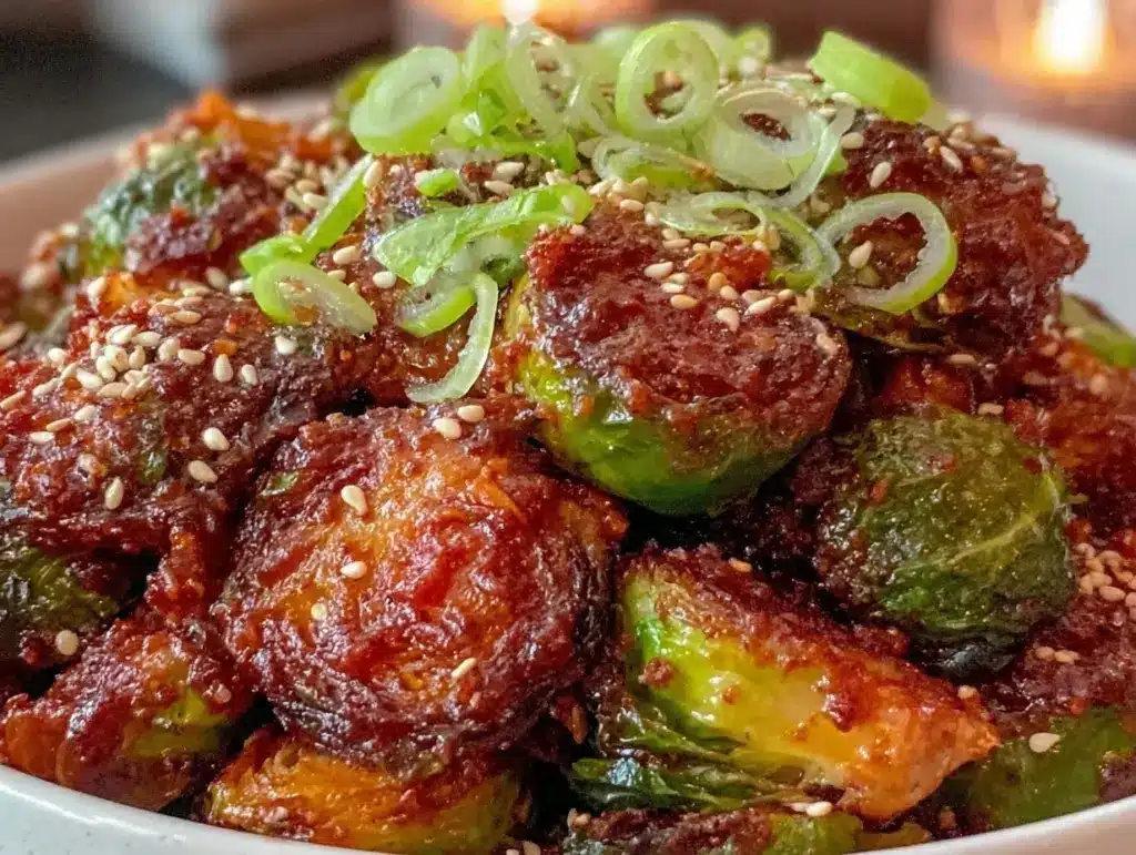 Korean glazed Brussels sprouts - featured image