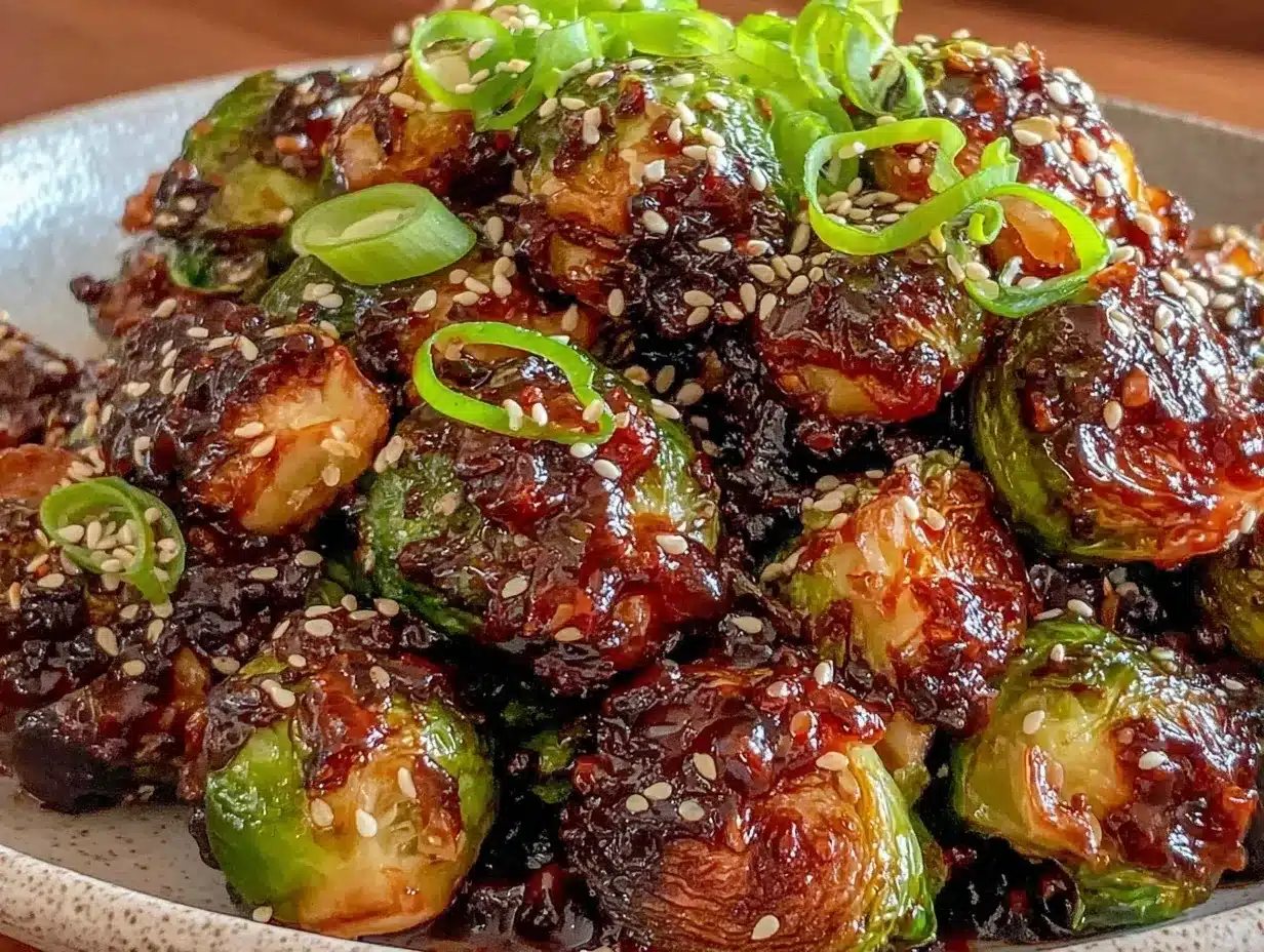 Korean glazed Brussels sprouts preparation steps