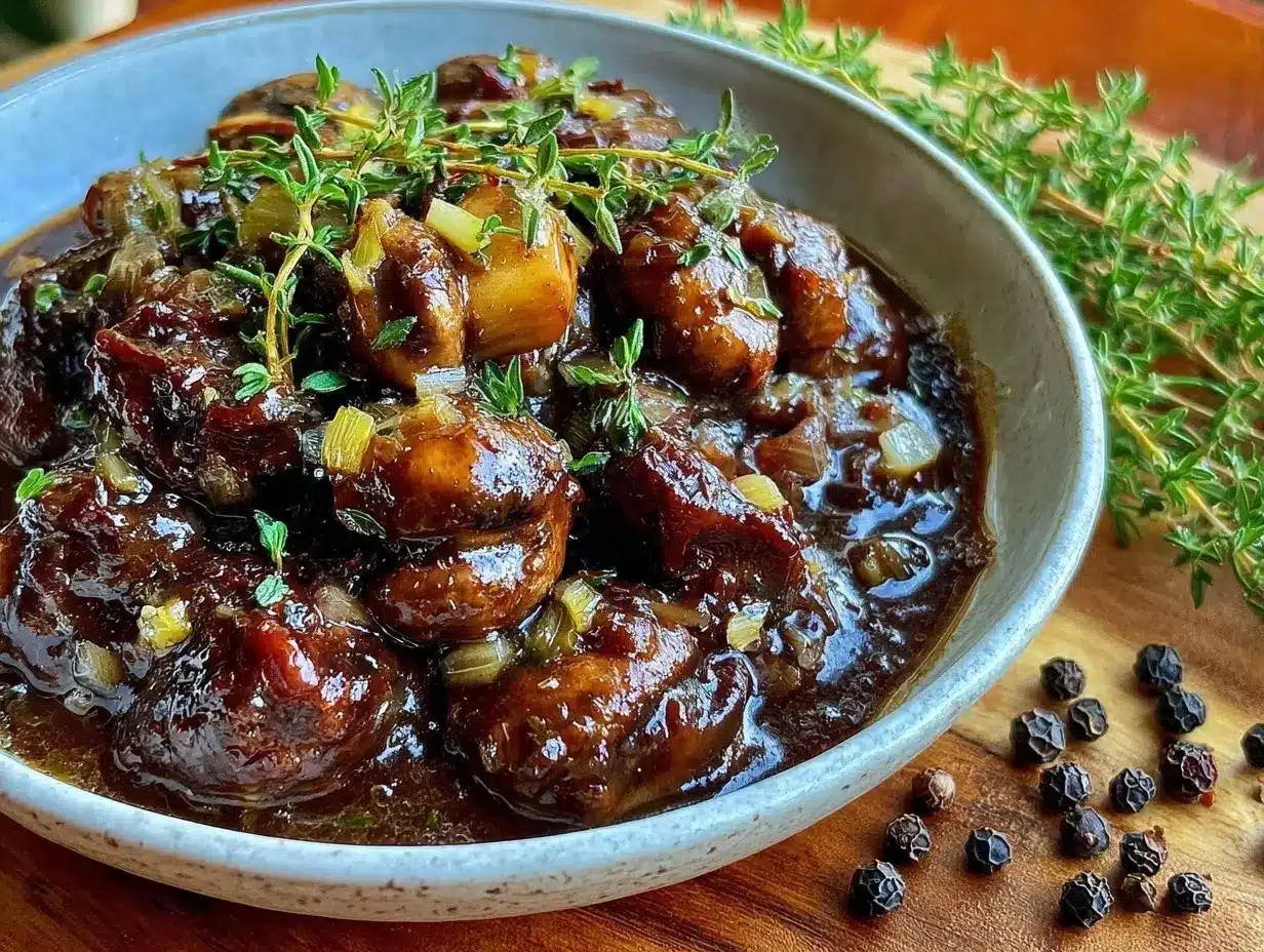 mushroom bourguignon recipe preparation steps