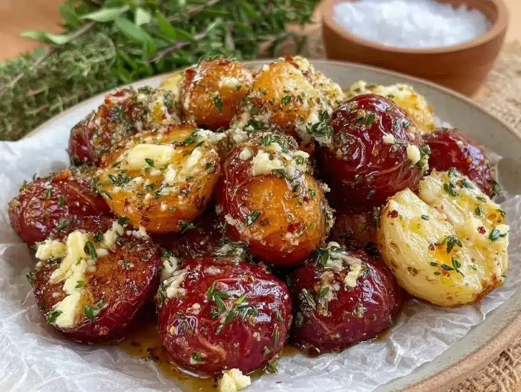 roasted radishes with herb butter - featured image