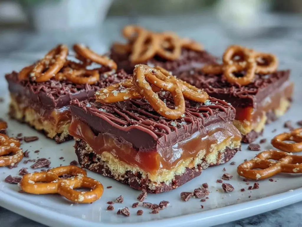 salted caramel pretzel bark - featured image