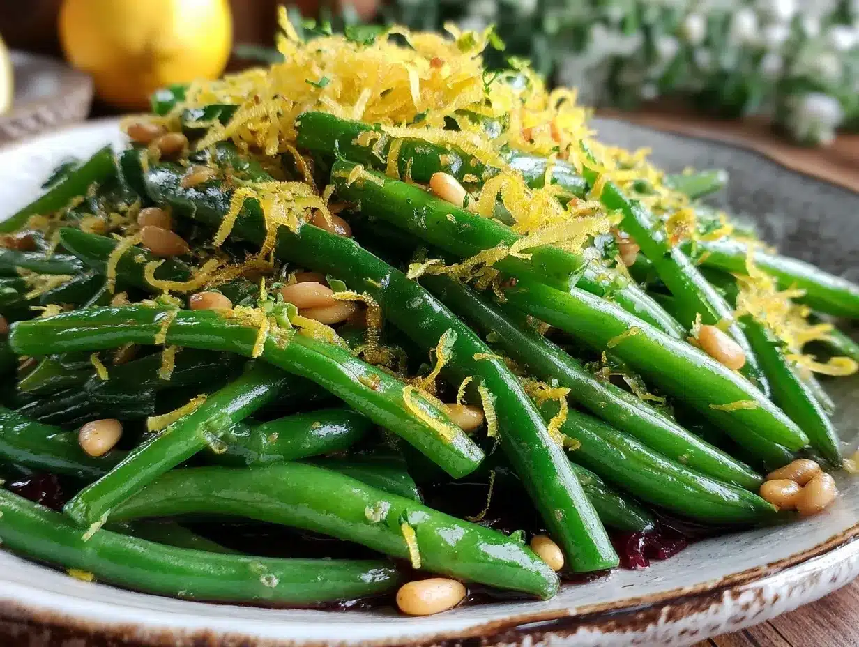 sautéed green beans with lemon zest and pine nuts preparation steps