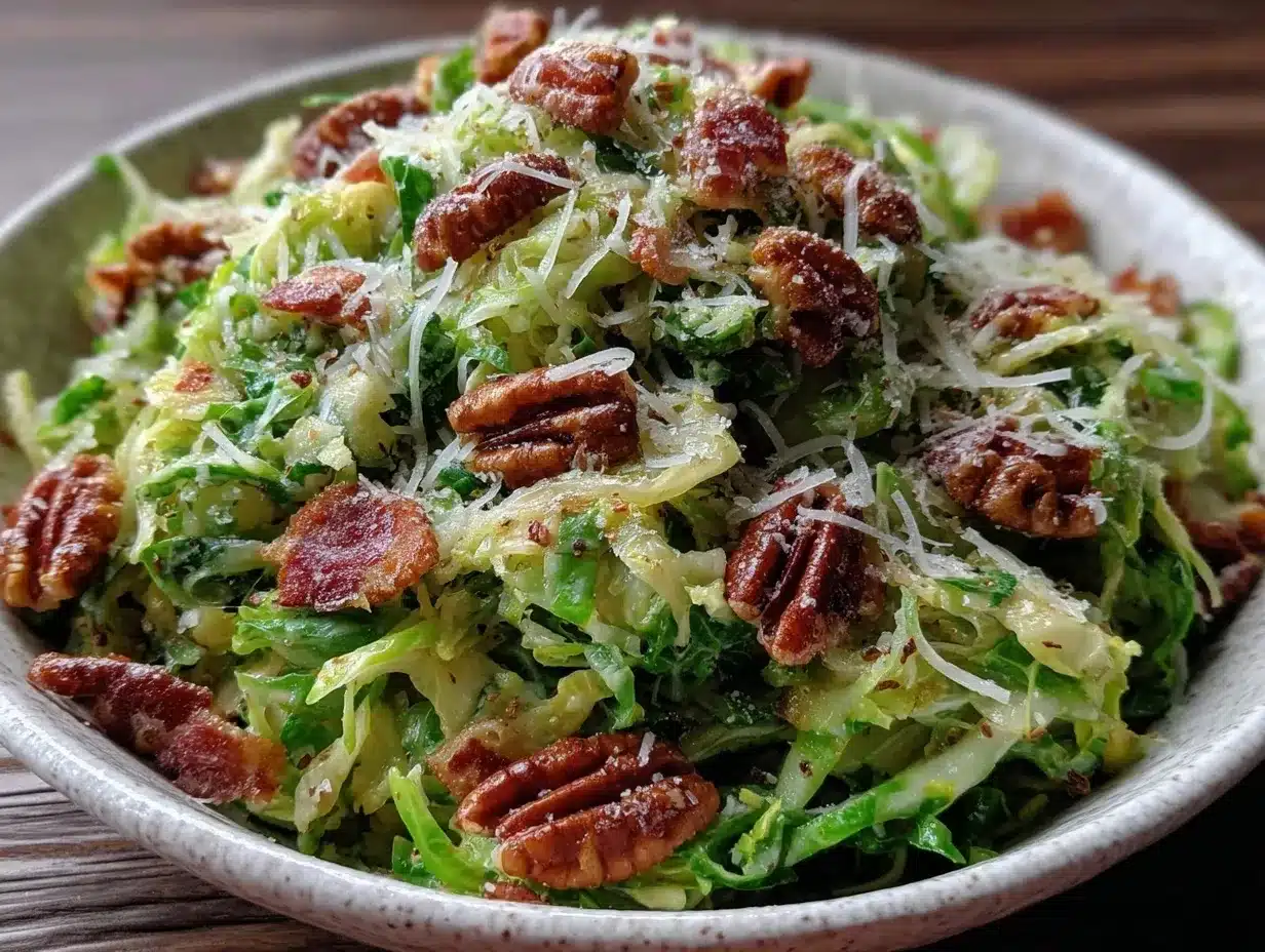 shaved Brussels sprouts salad preparation steps
