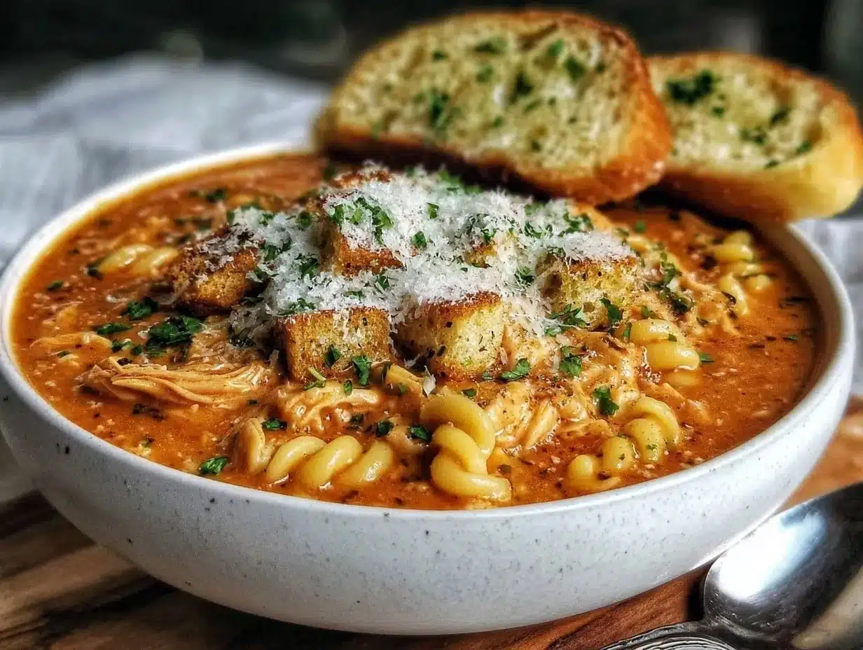 slow cooker chicken parm soup preparation steps