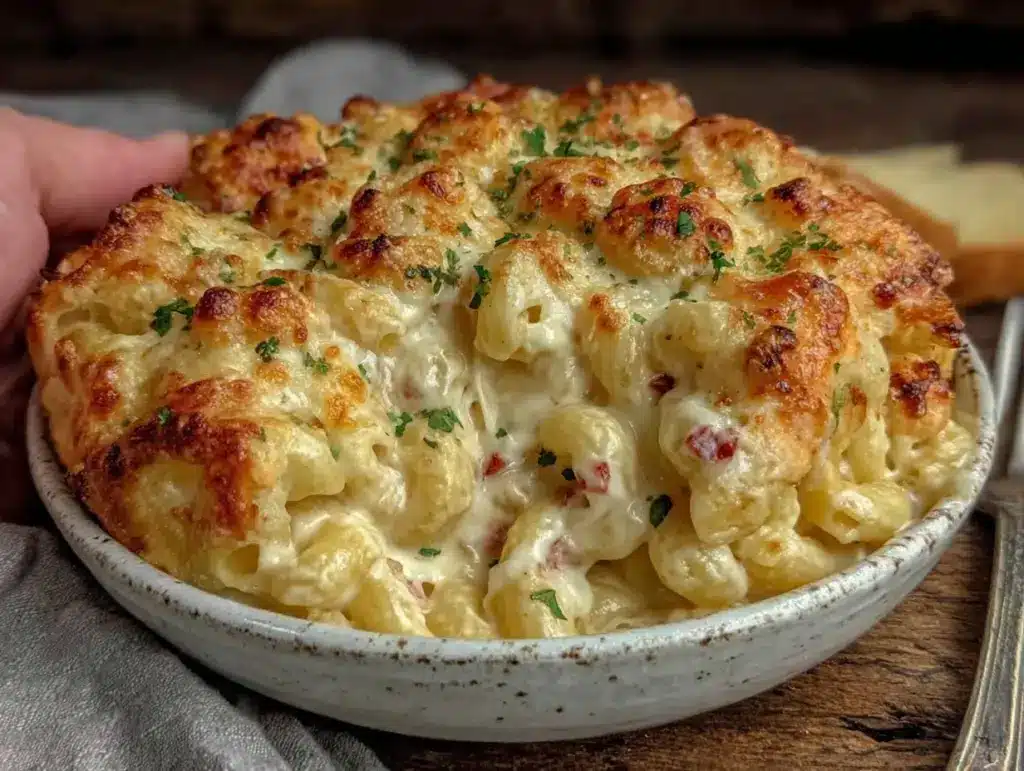 stovetop mac and cheese with four cheeses - featured image