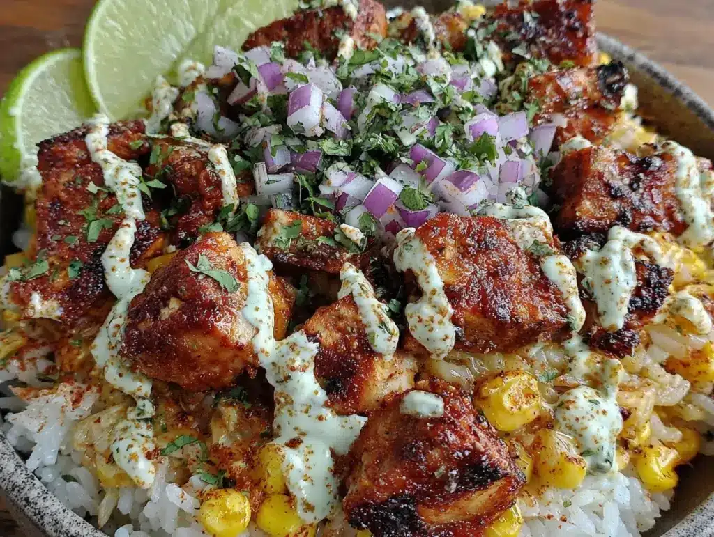 street corn chicken bowls - featured image