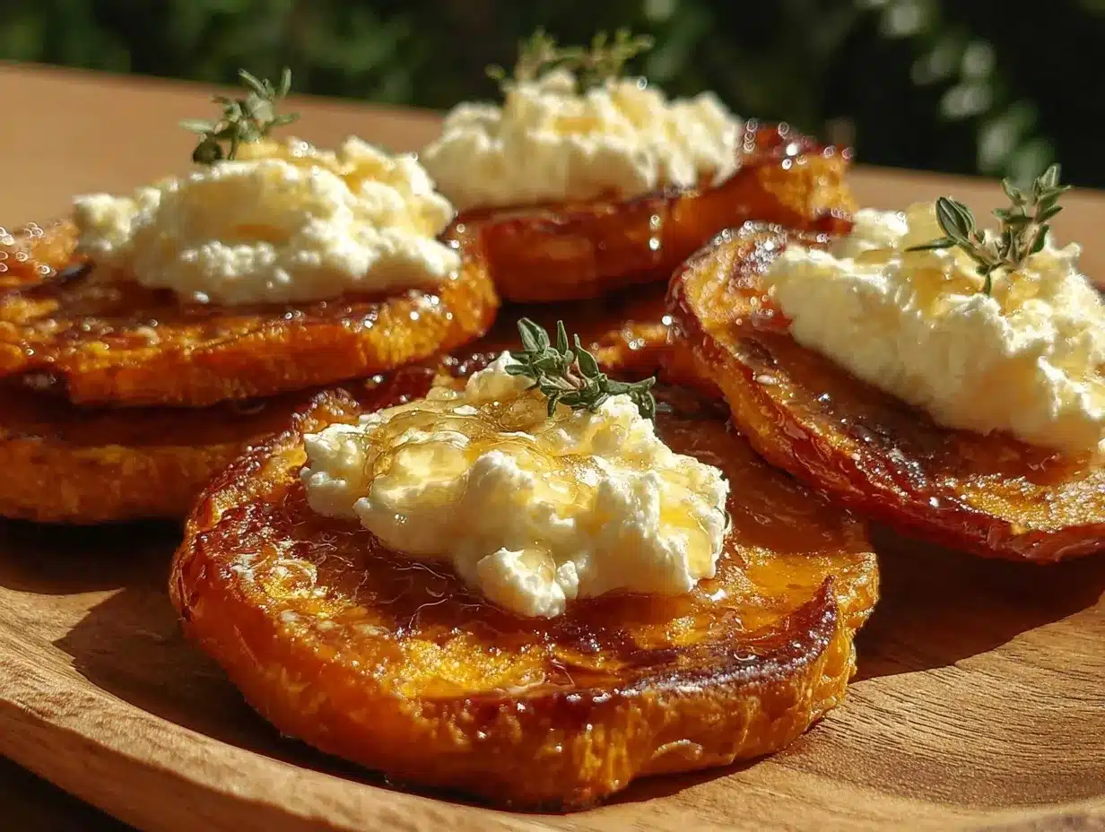 sweet potato rounds with goat cheese and honey preparation steps