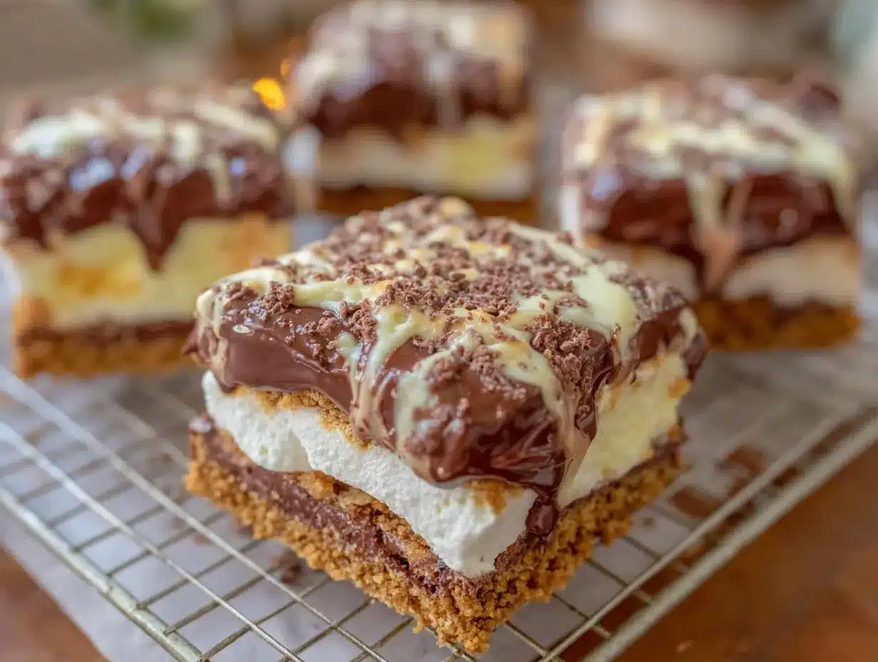 Triple Chocolate Smores Bars preparation steps