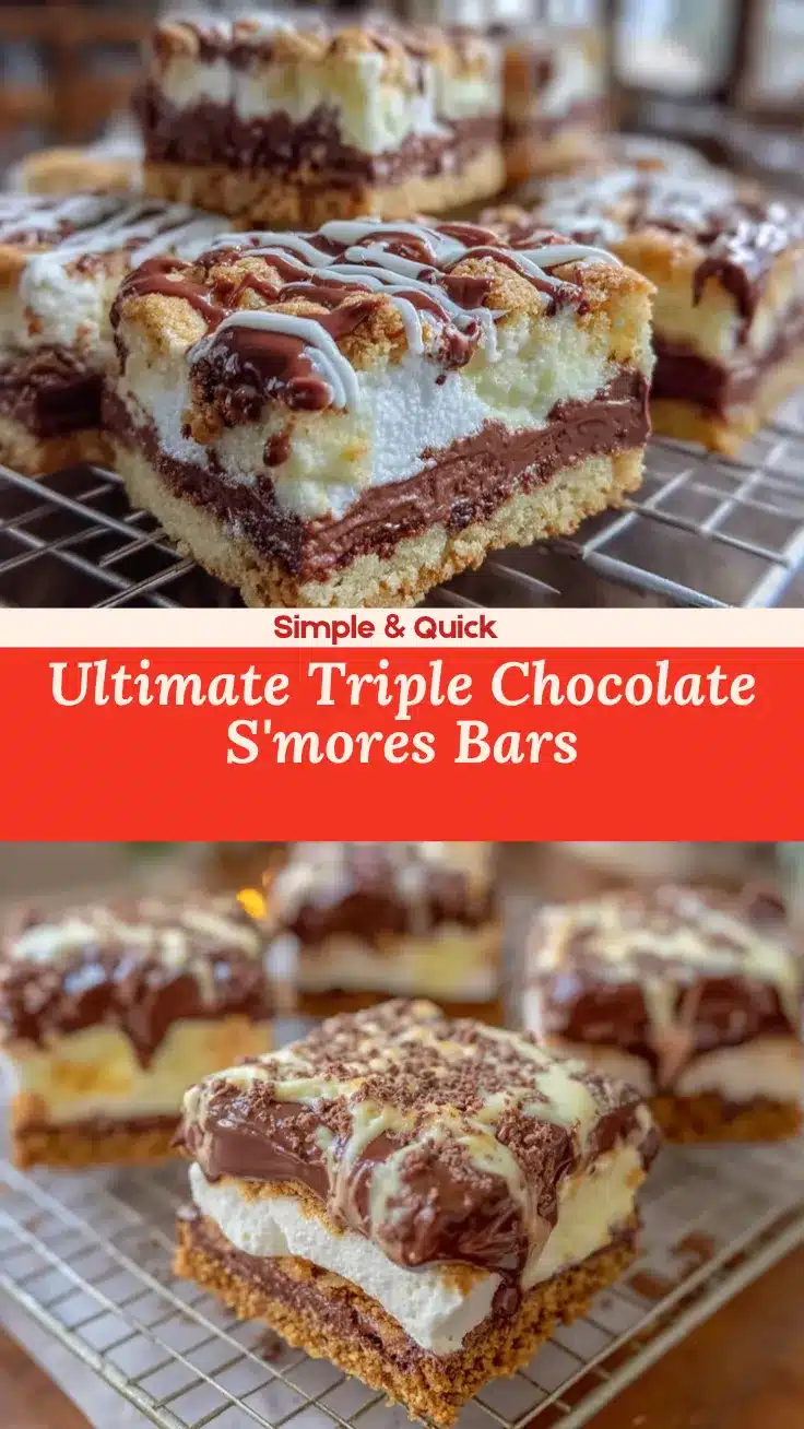 Triple Chocolate Smores Bars recipe