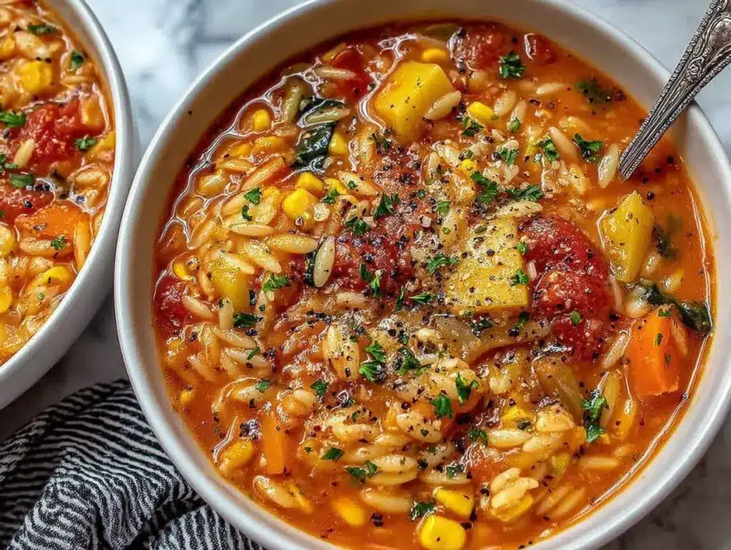 vegetable orzo soup - featured image