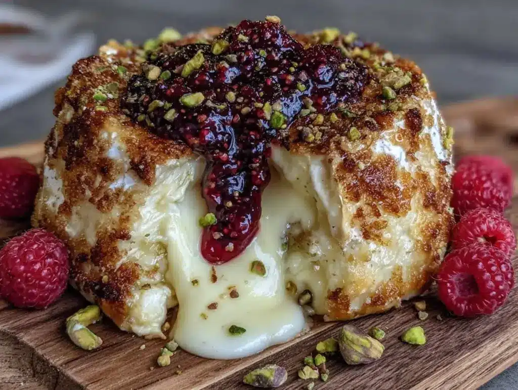 baked brie with raspberry jam - featured image