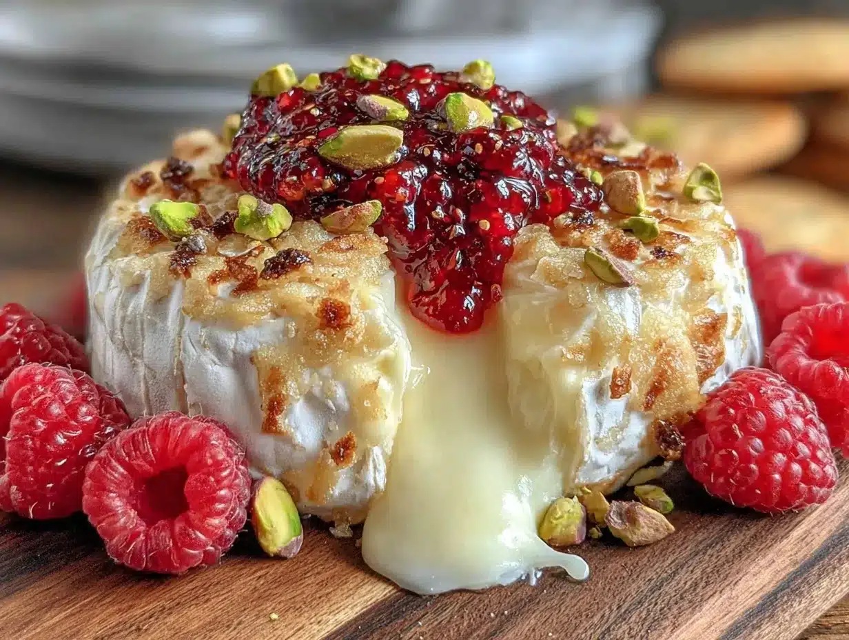baked brie with raspberry jam preparation steps