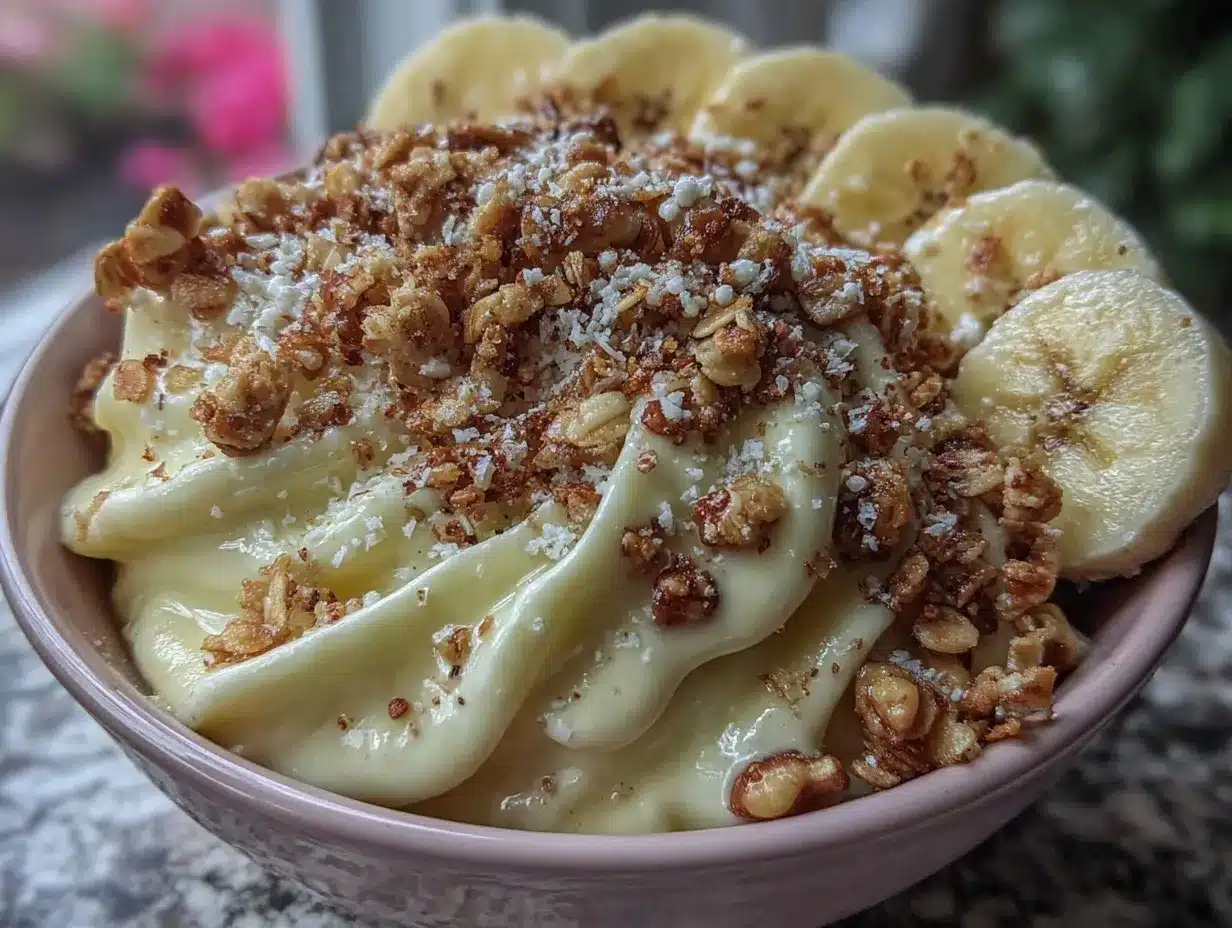 banana nice cream bowl preparation steps