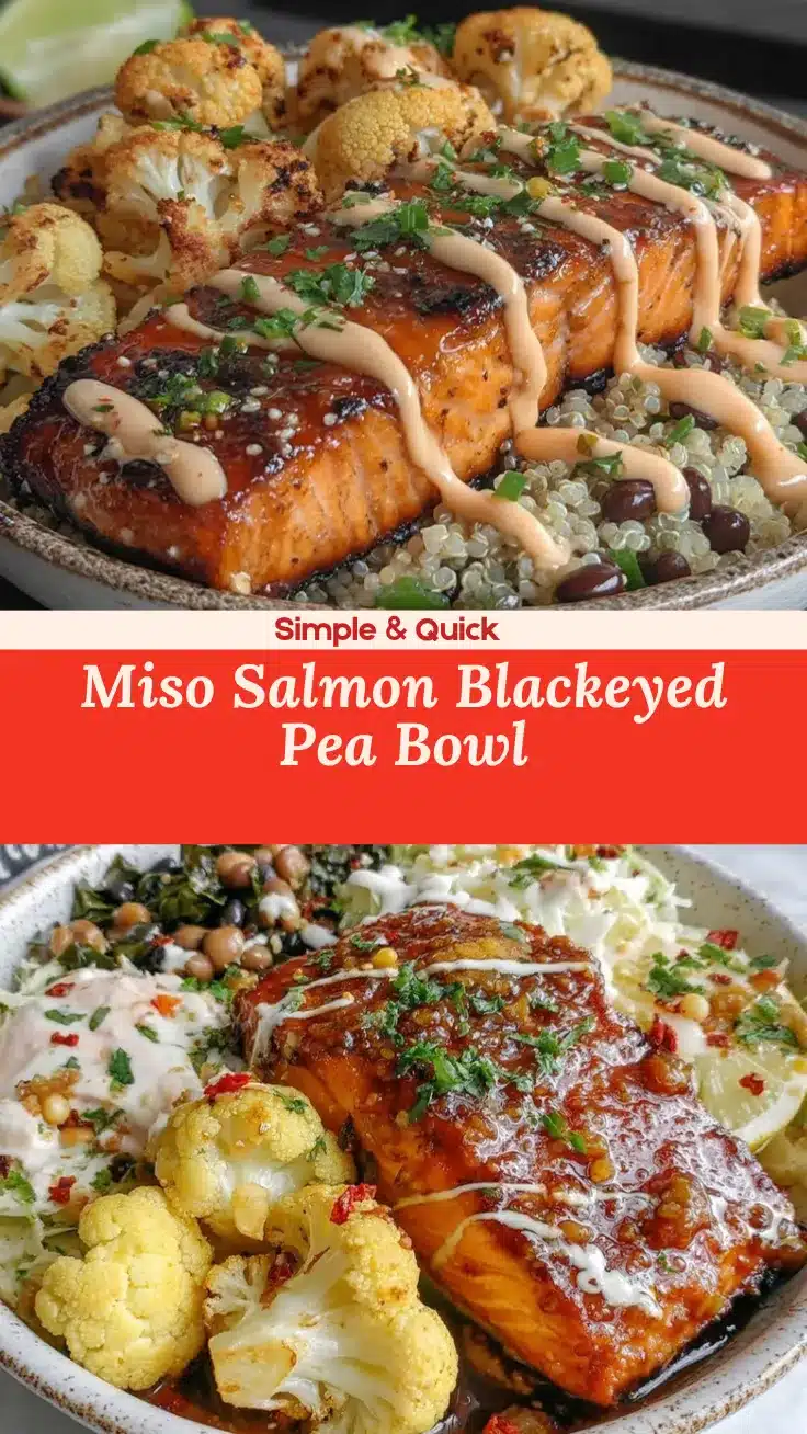 blackeyed pea bowl with miso-glazed salmon recipe