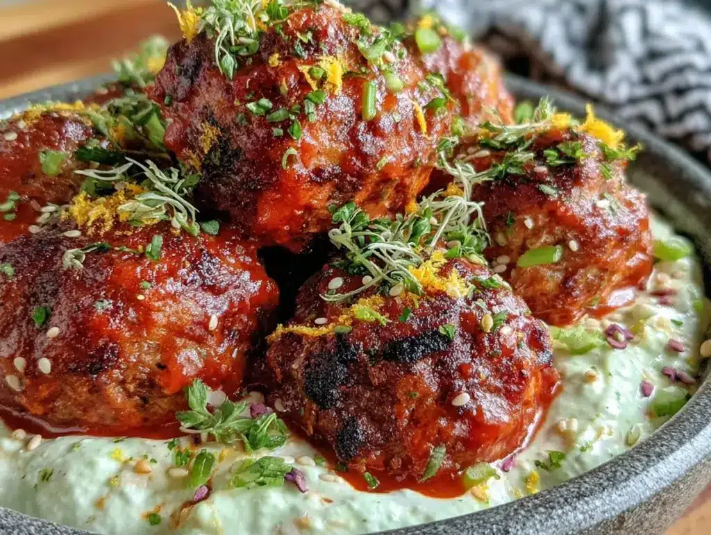 buffalo turkey meatballs - featured image