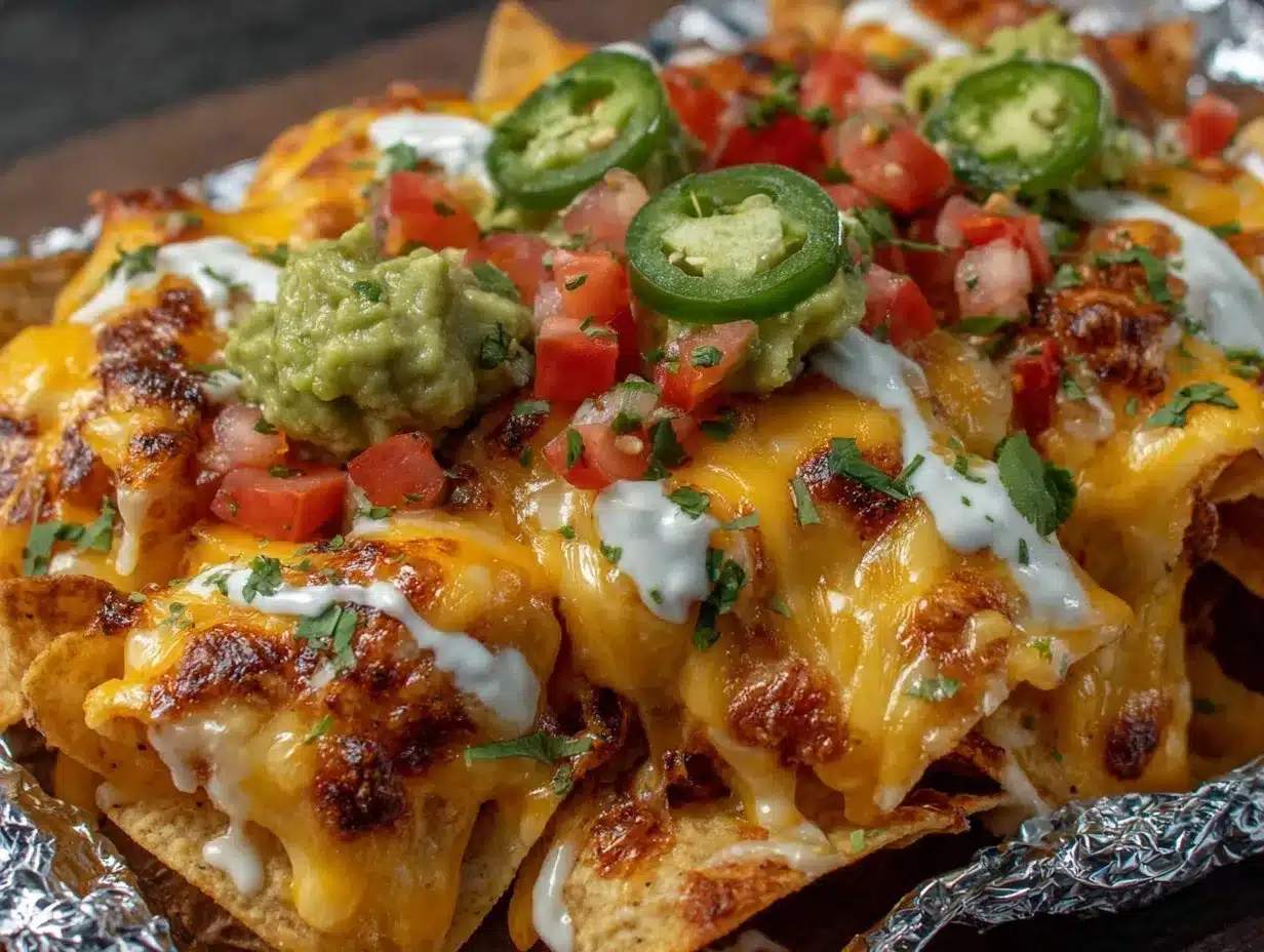 campfire nachos in foil preparation steps