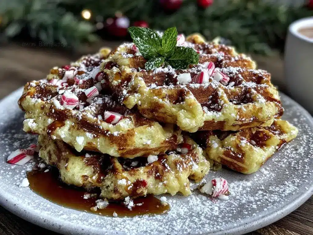 candy cane waffles recipe - featured image