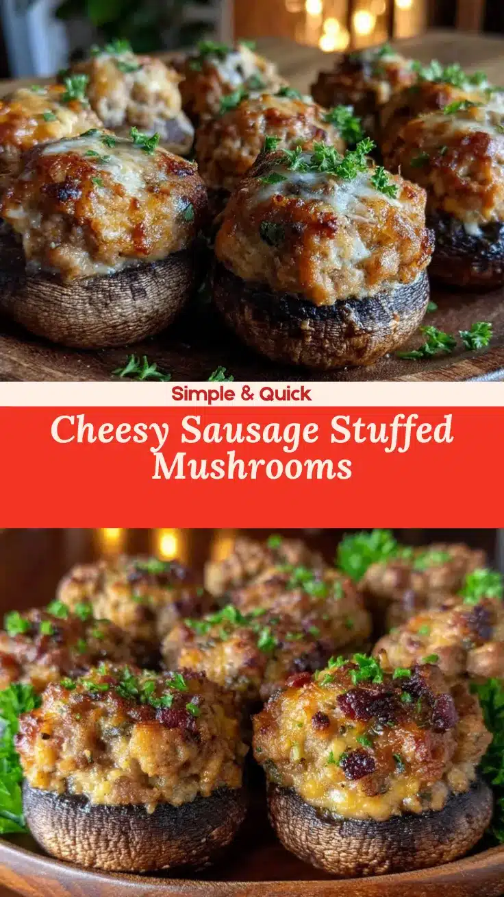 cheesy sausage stuffed mushrooms recipe
