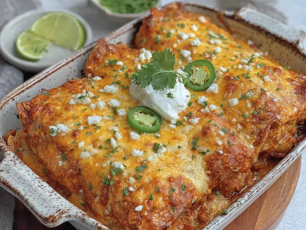 chicken enchilada casserole recipe - featured image