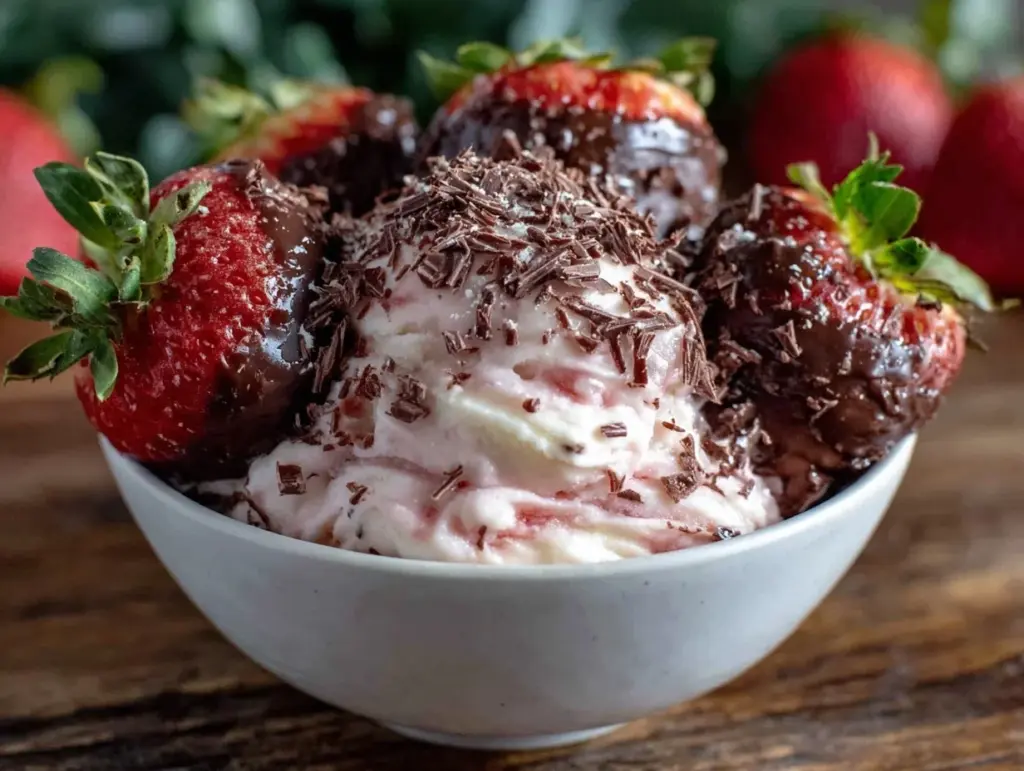 chocolate covered strawberries nice cream bowl - featured image